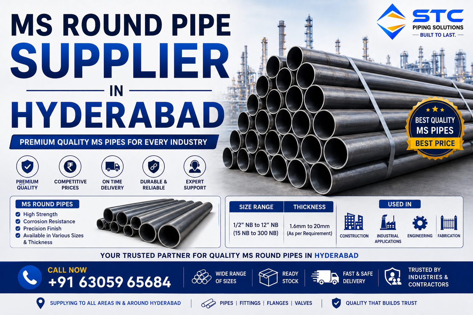 MS Round Pipe Supplier Hyderabad